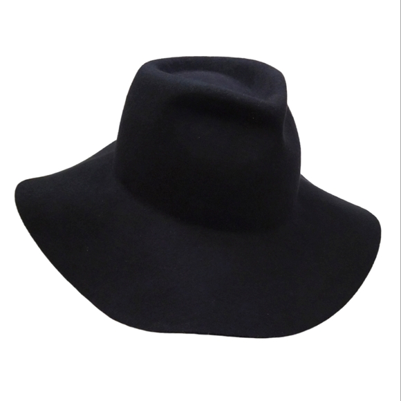 Biltmore Madewell Hat Wool Felt Fedora Size M / L Navy Blue Wide Floppy Brim - Picture 2 of 6